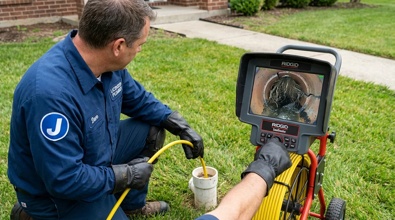 Sewer camera inspection being performed by Johns Plumbing LLC in Bedford Hills