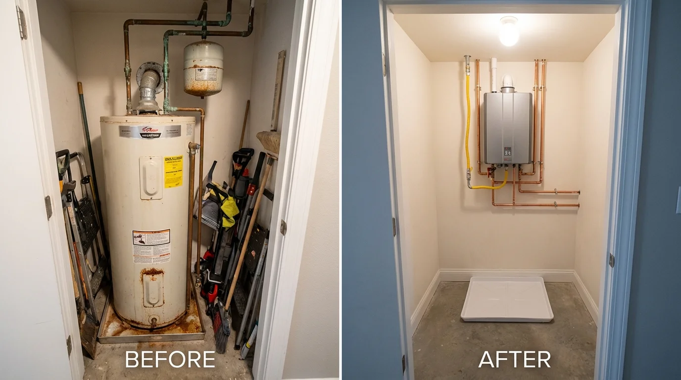 Tank water heater versus wall-mounted tankless unit comparison for Bedford Hills, NY homeowners